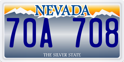 NV license plate 70A708