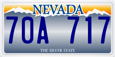 NV license plate 70A717