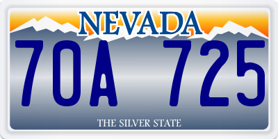 NV license plate 70A725