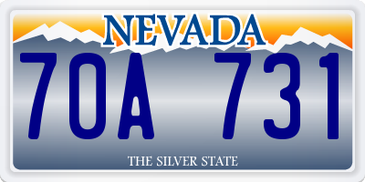 NV license plate 70A731