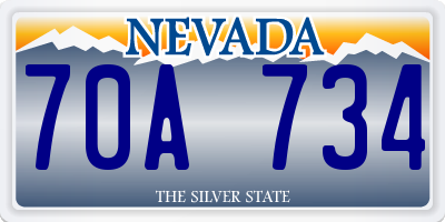 NV license plate 70A734