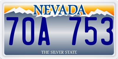 NV license plate 70A753