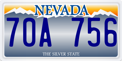 NV license plate 70A756