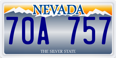 NV license plate 70A757