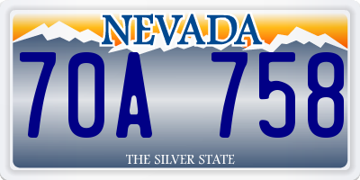 NV license plate 70A758