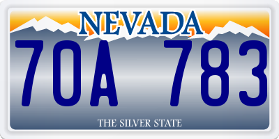 NV license plate 70A783