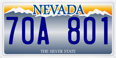 NV license plate 70A801