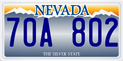 NV license plate 70A802