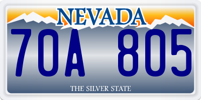 NV license plate 70A805