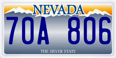 NV license plate 70A806