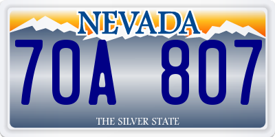 NV license plate 70A807