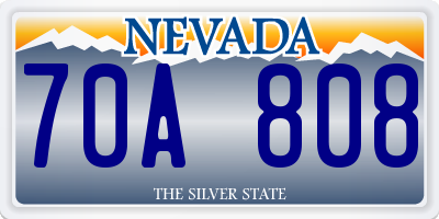 NV license plate 70A808