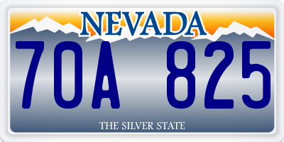 NV license plate 70A825