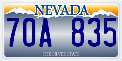NV license plate 70A835
