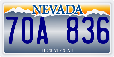 NV license plate 70A836