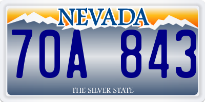 NV license plate 70A843