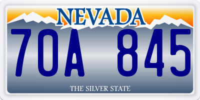 NV license plate 70A845