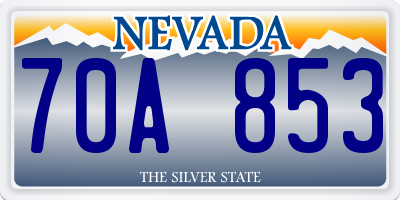 NV license plate 70A853