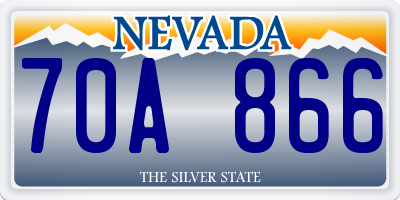 NV license plate 70A866