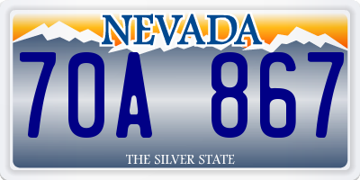 NV license plate 70A867