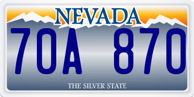 NV license plate 70A870