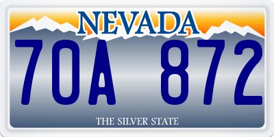 NV license plate 70A872