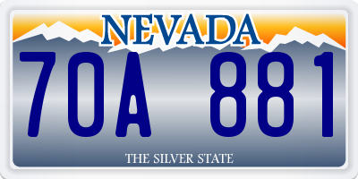 NV license plate 70A881