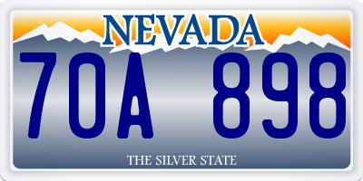 NV license plate 70A898