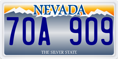 NV license plate 70A909