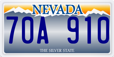 NV license plate 70A910