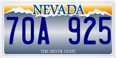 NV license plate 70A925