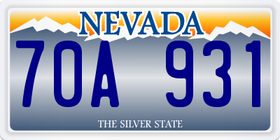 NV license plate 70A931