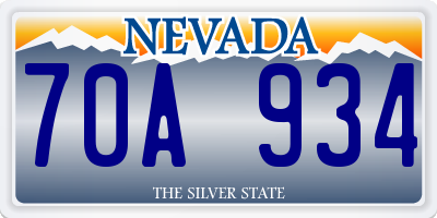 NV license plate 70A934