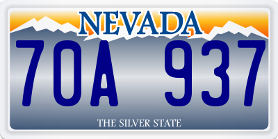 NV license plate 70A937