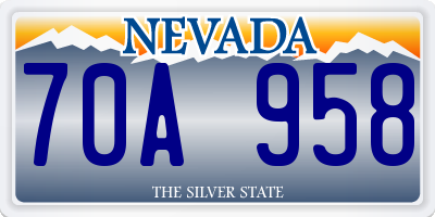 NV license plate 70A958