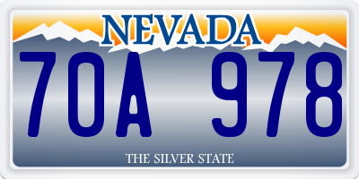 NV license plate 70A978