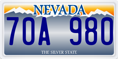 NV license plate 70A980