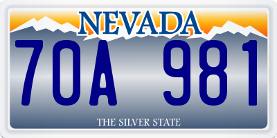 NV license plate 70A981