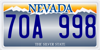 NV license plate 70A998