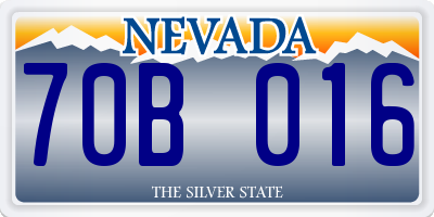 NV license plate 70B016