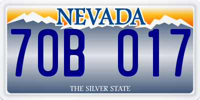 NV license plate 70B017