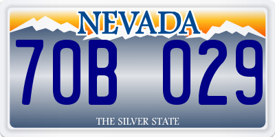 NV license plate 70B029