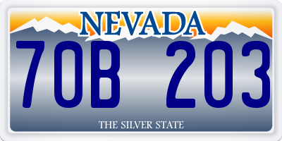NV license plate 70B203