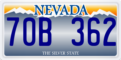 NV license plate 70B362