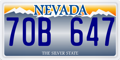 NV license plate 70B647