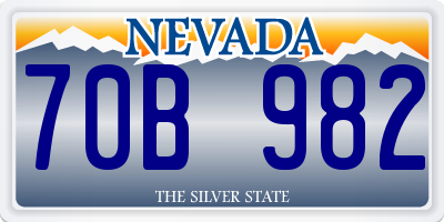 NV license plate 70B982