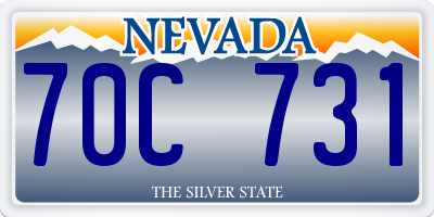 NV license plate 70C731
