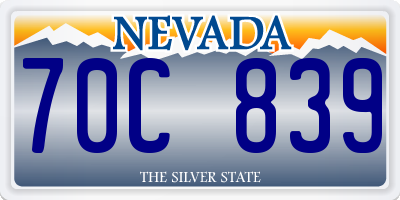 NV license plate 70C839