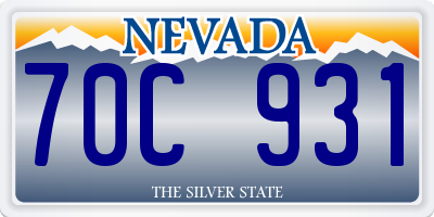 NV license plate 70C931