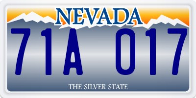 NV license plate 71A017